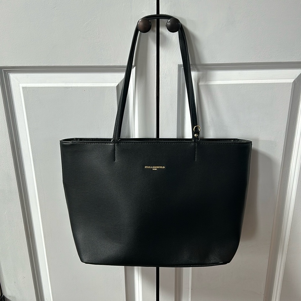 Karl Lagerfeld black leather tote bag